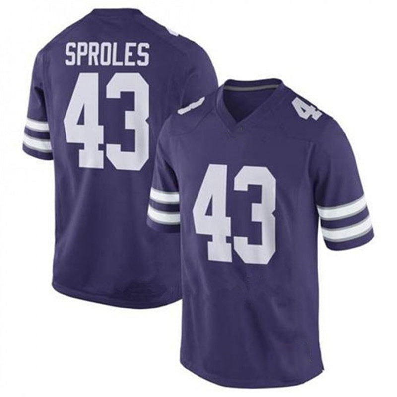 K.State Wildcats #43 Darren Sproles NIL Replica Football Jersey Purple Stitched American College Jerseys - Main View