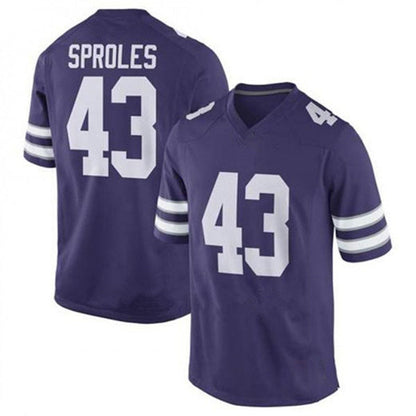 K.State Wildcats #43 Darren Sproles NIL Replica Football Jersey Purple Stitched American College Jerseys - Main View