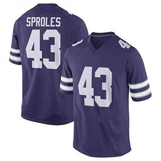 K.State Wildcats #43 Darren Sproles NIL Replica Football Jersey Purple Stitched American College Jerseys - Main View