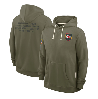 KC.Chiefs Olive 2025 Salute to Service Sideline Standard Issue Dri-FIT Hoodie Stitched American Football Jerseys - Main View