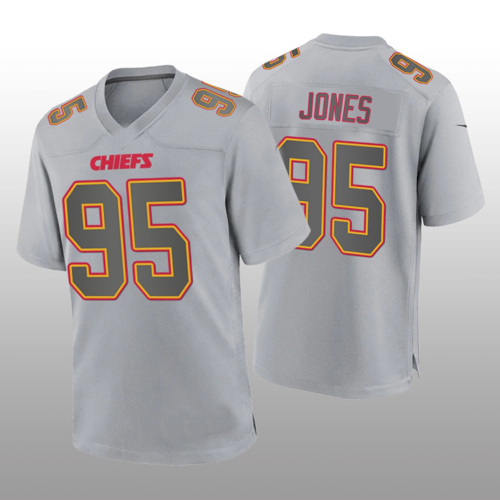 KC.Chiefs #95 Chris Jones Gray Atmosphere Fashion Game Jersey Stitched American Football Jerseys - Main View