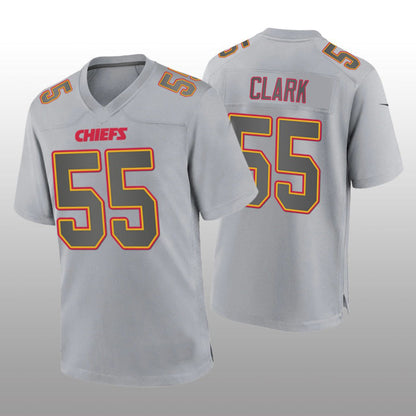 KC.Chiefs #55 Frank Clark Gray Atmosphere Game Jersey Stitched American Football Jerseys - Main View