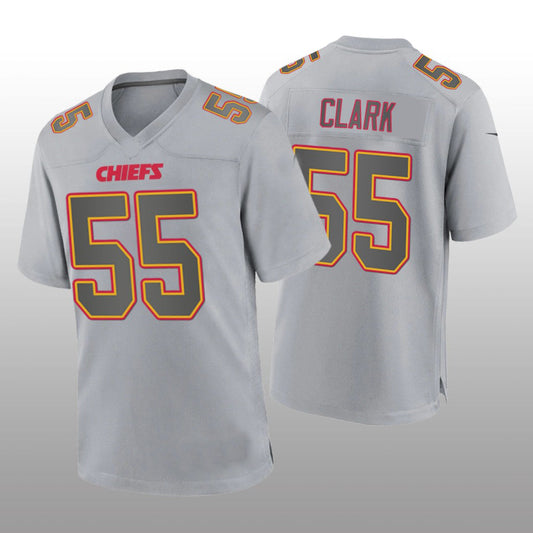 KC.Chiefs #55 Frank Clark Gray Atmosphere Game Jersey Stitched American Football Jerseys - Main View