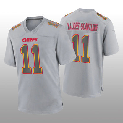 KC.Chiefs #11 Marquez Valdes-Scantling Gray Atmosphere Game Jersey Stitched American Football Jerseys - Main View