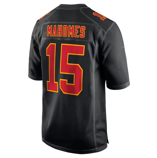 KC.Chiefs #15 Patrick Mahomes Black Carbon Fashion Game Player Jersey Football Jerseys - Main View