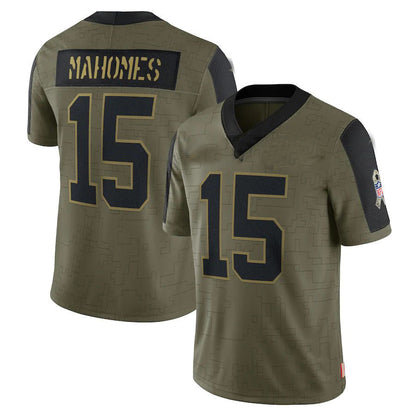 KC.Chiefs #15 Patrick Mahomes Olive Salute To Service Limited Player Jersey Stitched American Football Jerseys - Main View