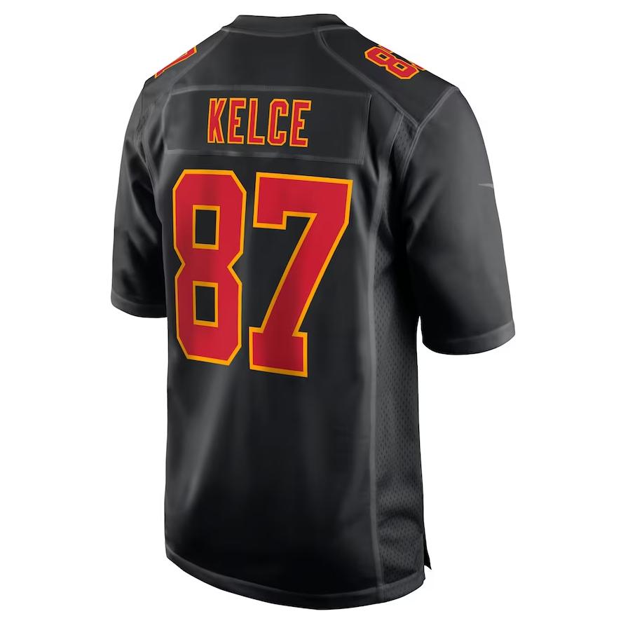 KC.Chiefs #87 Travis Kelce Black Carbon Fashion Game Player Jersey Football Jerseys - Main View