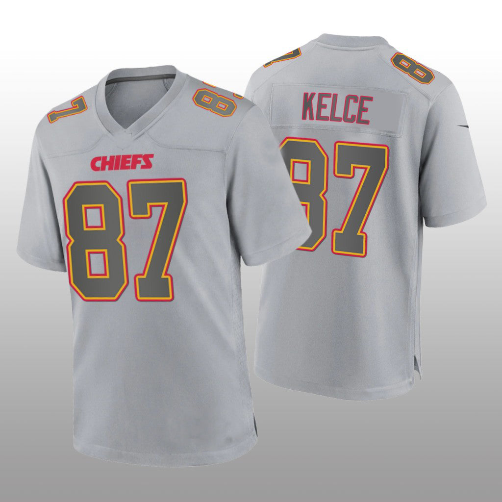 kC.Chiefs #87 Travis Kelce Gray Atmosphere Fashion Game Jersey Stitched American Football Jerseys - Main View