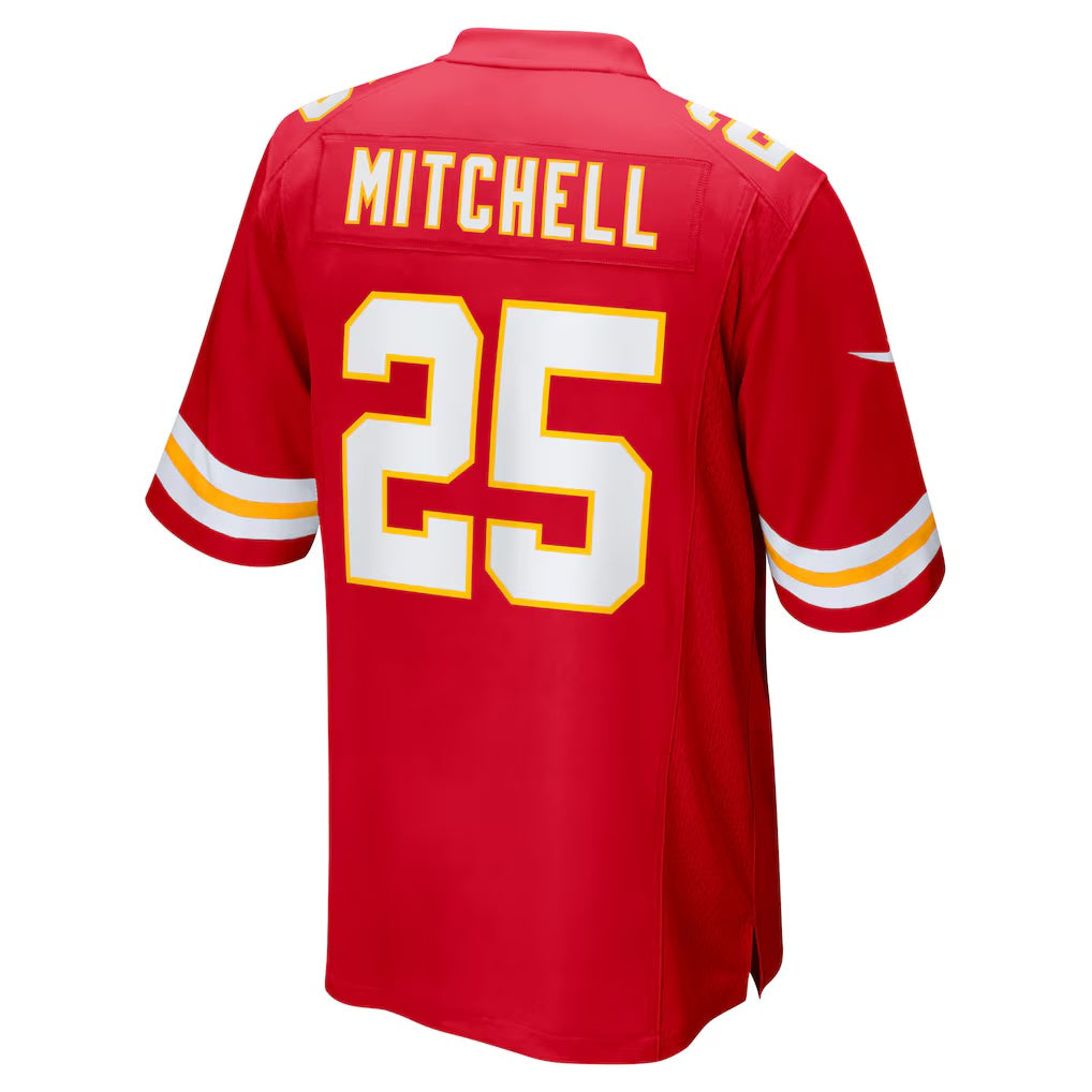 KC.Chiefs #25 Elijah Mitchell Red Team Game Stitched American Football Jerseys - Main View