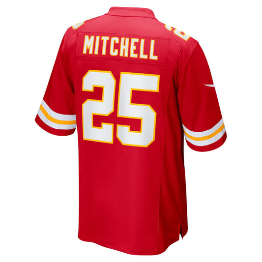 KC.Chiefs #25 Elijah Mitchell Red Team Game Stitched American Football Jerseys - Main View