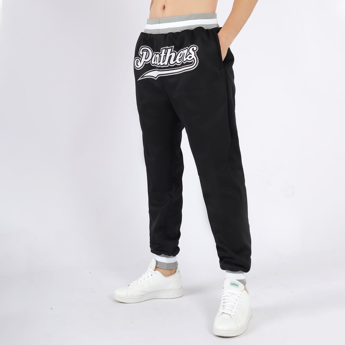 Custom Black White-Gray Sports Pants view 2