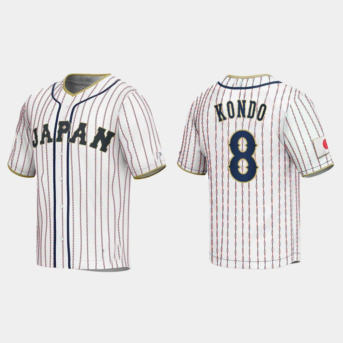 #8 KENSUKE KONDO JAPAN BASEBALL 2023 WORLD BASEBALL CLASSIC JERSEY ¨C WHITE Stitches Baseball Jerseys - Main View