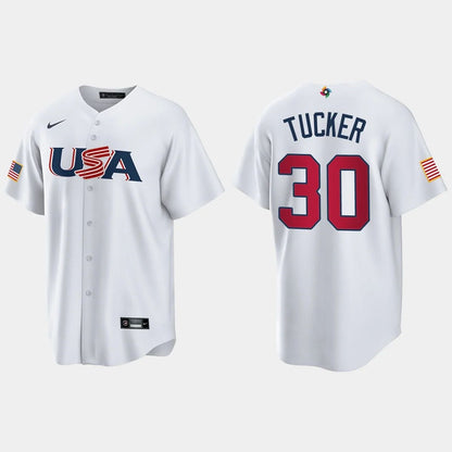 #30 KYLE TUCKER HOUSTON ASTROS 2023 WORLD BASEBALL CLASSIC USA REPLICA JERSEY ¨C WHITE Stitches Baseball Jerseys - Main View