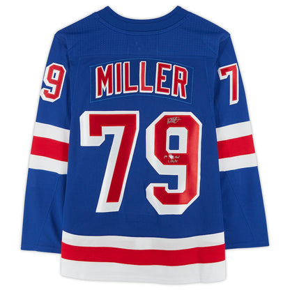 NY.Rangers #79 K'Andre Miller Fanatics Authentic Autographed with 1st Goal 1-26-21 Inscription Blue Stitched American Hockey Jerseys - Main View