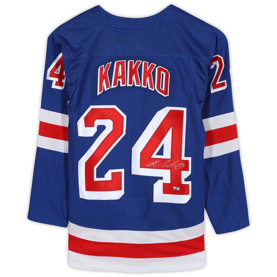 NY.Rangers #24 Kaapo Kakko Fanatics Authentic Autographed Jersey Blue Stitched American Hockey Jerseys - Main View