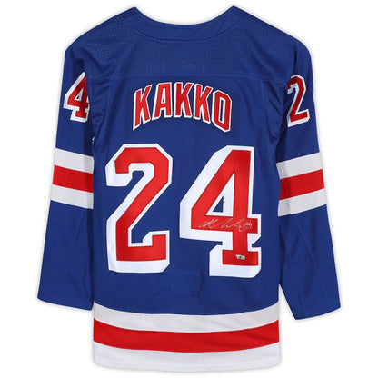 NY.Rangers #24 Kaapo Kakko Fanatics Authentic Autographed Jersey Blue Stitched American Hockey Jerseys - Main View