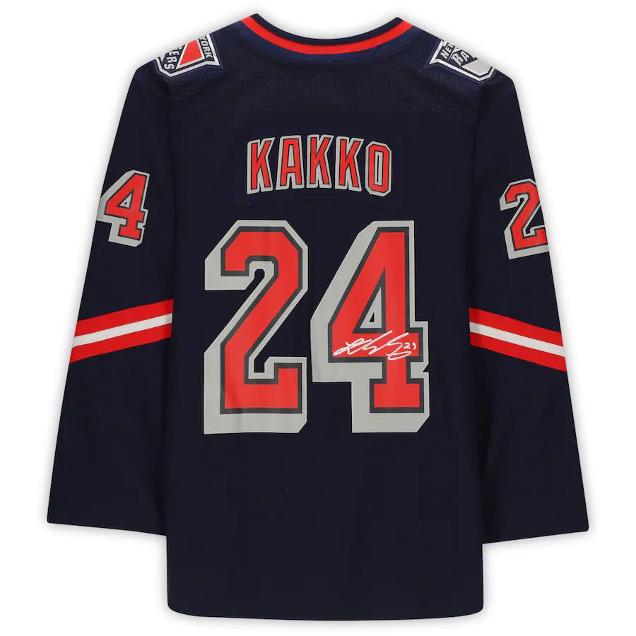 NY.Rangers #24 Kaapo Kakko Fanatics Authentic Autographed 2020-21 Reverse Retro Navy Stitched American Hockey Jerseys - Main View