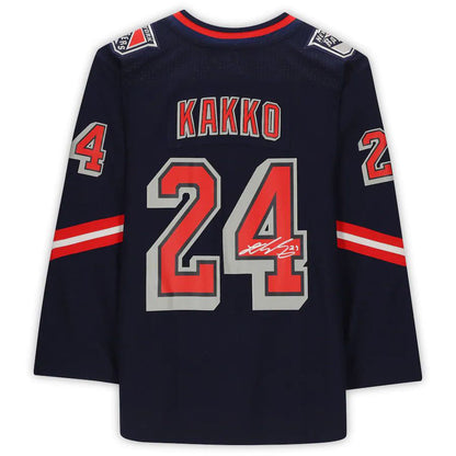 NY.Rangers #24 Kaapo Kakko Fanatics Authentic Autographed 2020-21 Reverse Retro Navy Stitched American Hockey Jerseys - Main View