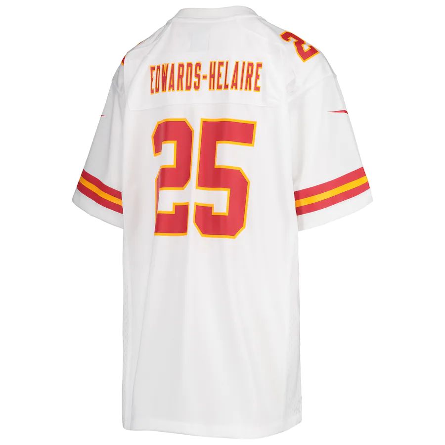 KC.Chiefs #25 Clyde Edwards-Helaire White Game Jersey Stitched American Football Jerseys - Main View