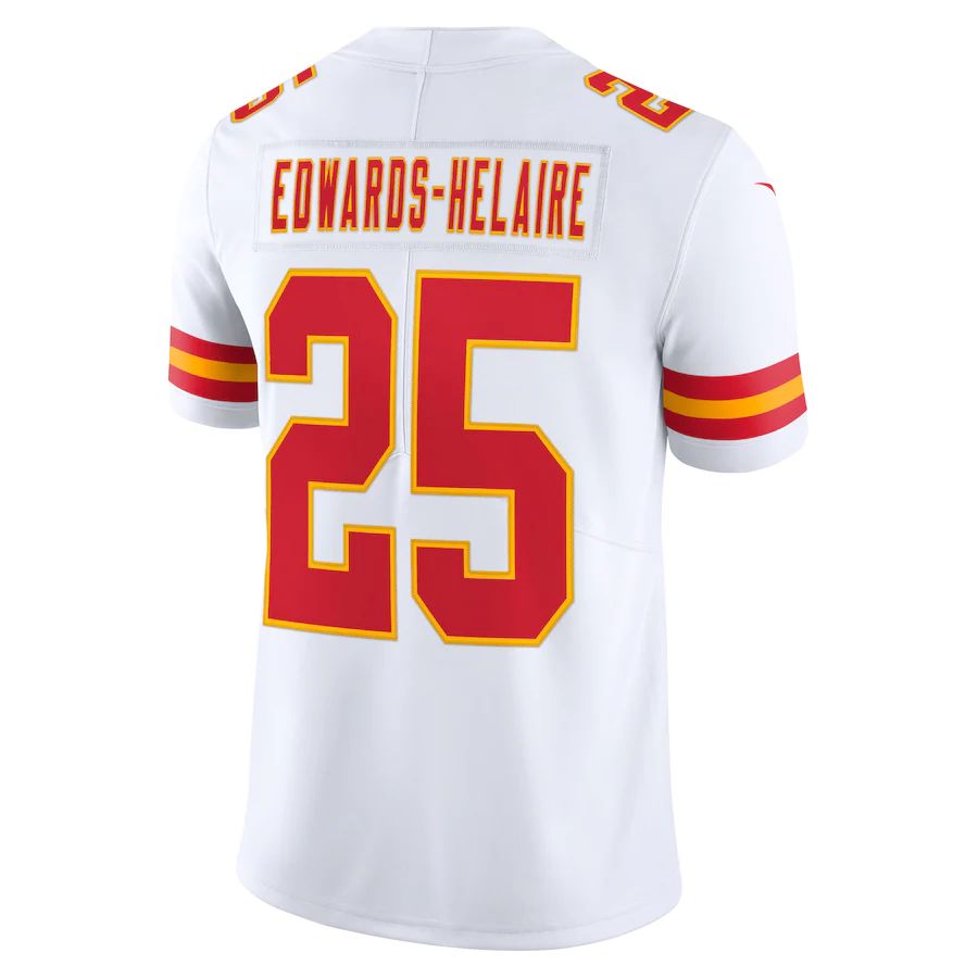 KC.Chiefs #25 Clyde Edwards-Helaire White Vapor Limited Jersey Stitched American Football Jerseys - Main View