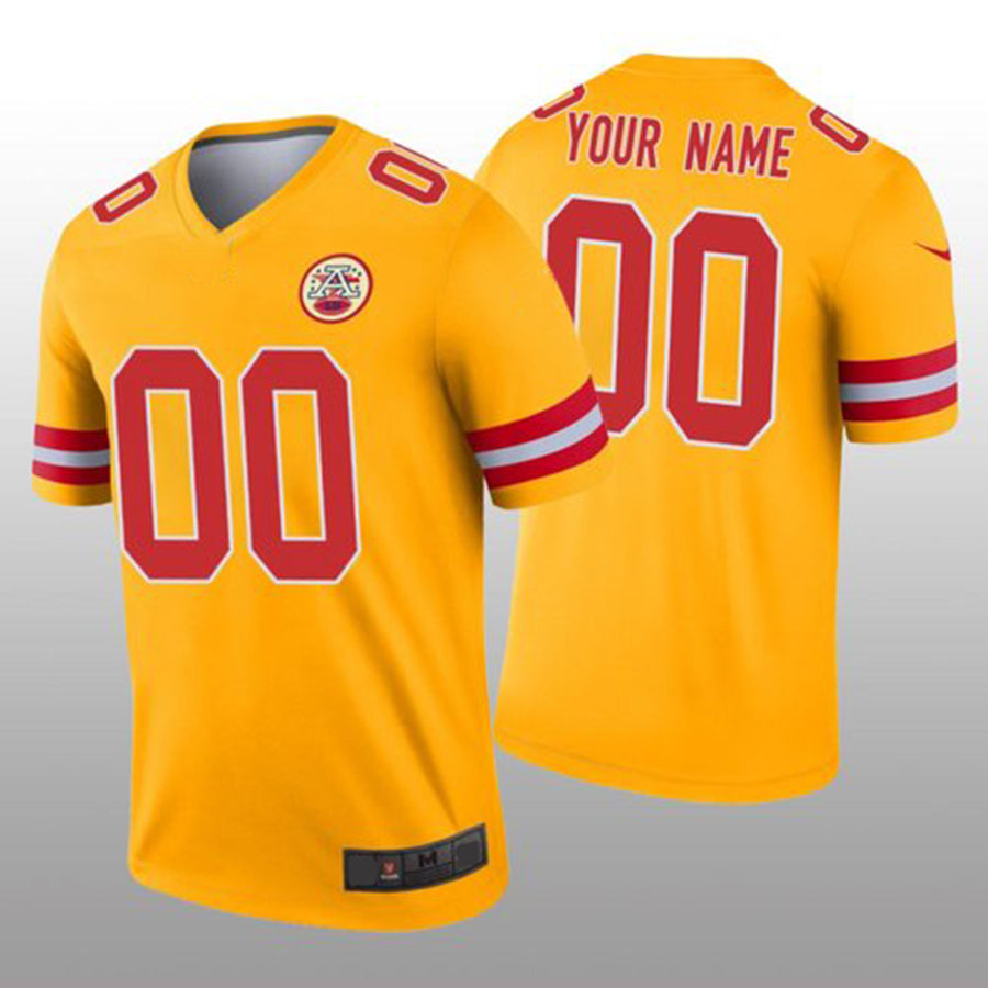 Custom KC.Chiefs Gold Inverted Legend Jersey American Stitched Jersey Football Jerseys - Main View
