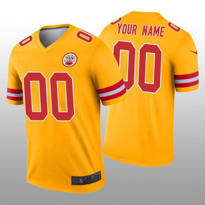Custom KC.Chiefs Gold Inverted Legend Jersey American Stitched Jersey Football Jerseys - Main View