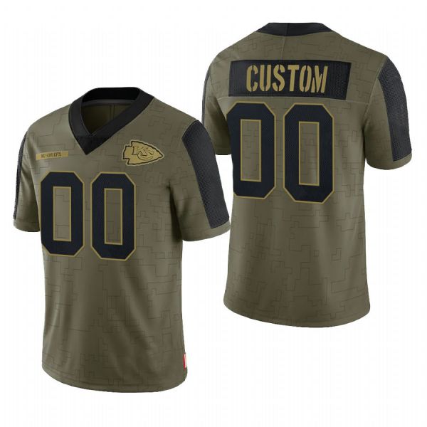 Custom KC.Chiefs Olive 2022 Salute To Service Limited Football Jersey - Main View