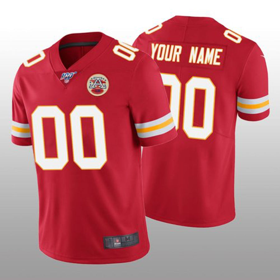 Custom KC.Chiefs Red Vapor Limited 100th Season Jersey American Stitched Jersey Football Jerseys - Main View