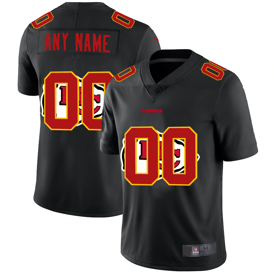 Custom KC.Chiefs Team Logo Dual Overlap Limited Jersey Black American Stitched Jersey Football Jerseys - Main View