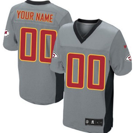 Custom KC.Chiefs Gray Shadow Elite Jersey American Stitched Jersey Football Jerseys - Main View