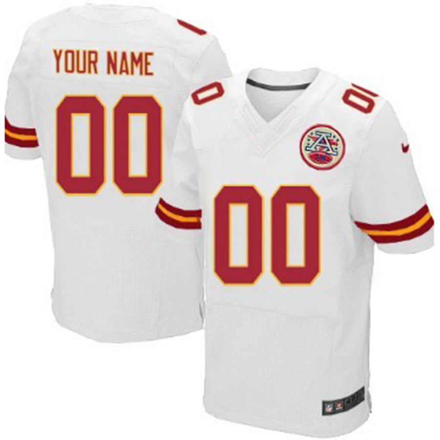 Custom KC.Chiefs White Elite Jersey American Stitched Jersey Football Jerseys - Main View