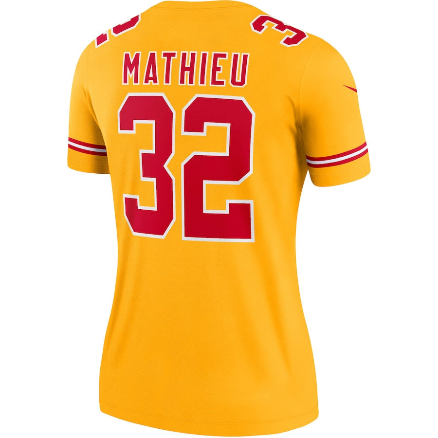 KC.Chiefs #32 Tyrann Mathieu Gold Inverted Legend Jersey Stitched American Football Jerseys - Main View