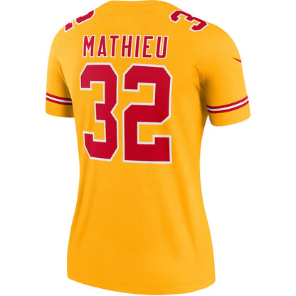 KC.Chiefs #32 Tyrann Mathieu Gold Inverted Legend Jersey Stitched American Football Jerseys - Main View