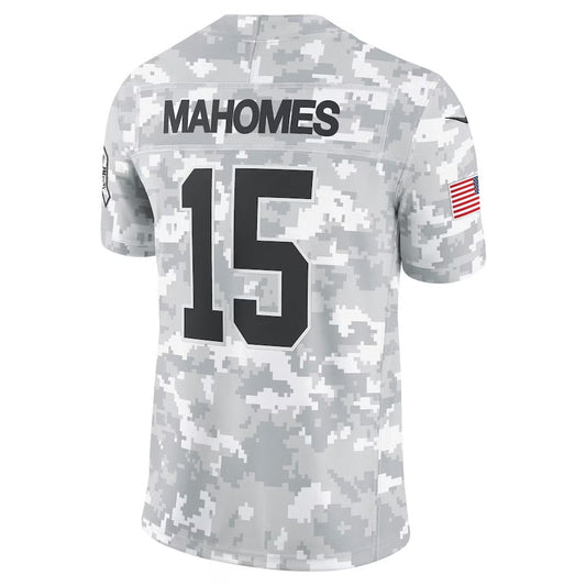 KC.Chiefs #15 Patrick Mahomes Arctic Camo 2024 Salute to Service Limited Stitched American Football Jerseys - Main View