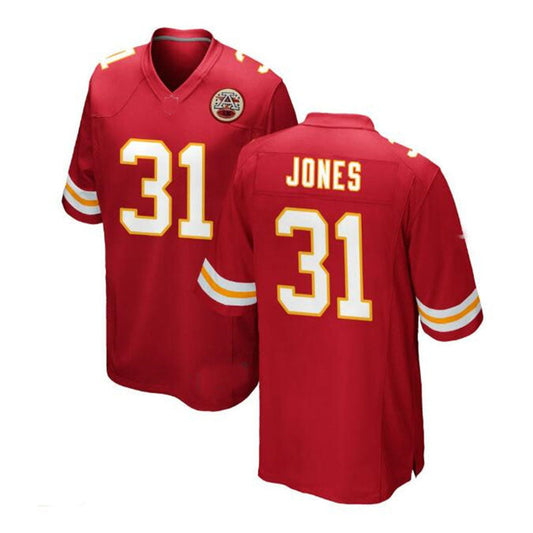 KC.Chiefs #31 Nic Jones Game Jersey - Red Stitched American Football Jerseys - Main View