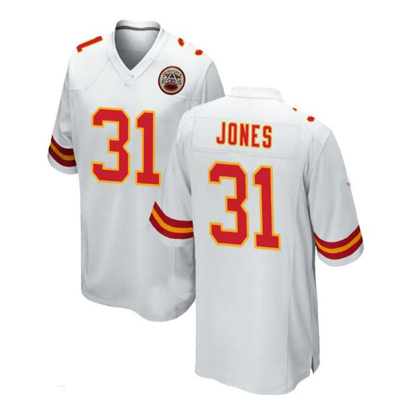 KC.Chiefs #31 Nic Jones Game Jersey - White Stitched American Football Jerseys - Main View