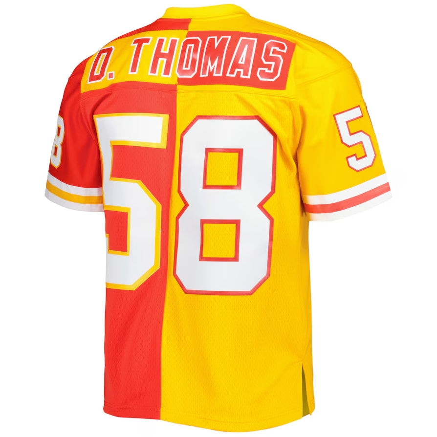 KC.Chiefs #58 Derrick Thomas Mitchell & Ness 1994 Split Legacy Replica Jersey - Red/Gold Stitched American Football Jerseys - Main View