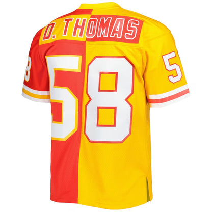 KC.Chiefs #58 Derrick Thomas Mitchell & Ness 1994 Split Legacy Replica Jersey - Red/Gold Stitched American Football Jerseys - Main View