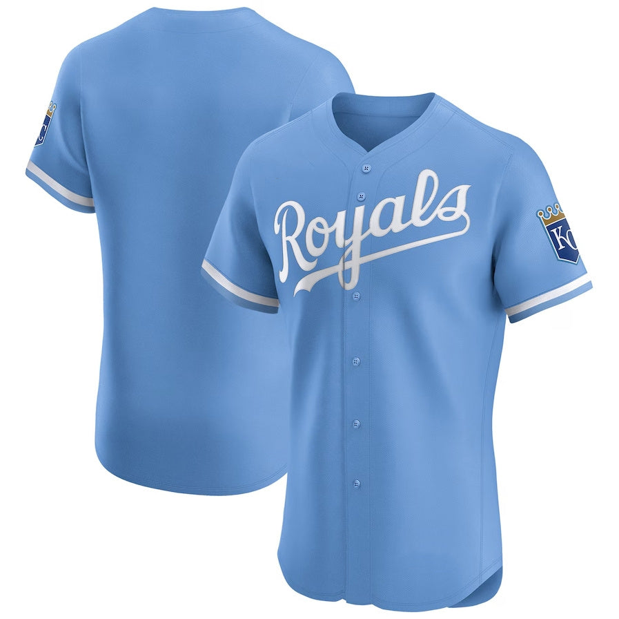 Kansas City Royals Alternate Vapor Premier Elite Patch Jersey - Light Blue Stitched Baseball Jersey - Main View