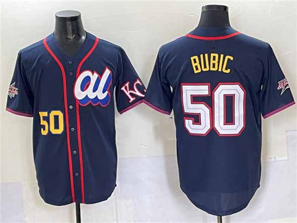 Kansas City Royals American League #50 Kristofer Bubic Navy 2025 All-Star Edition Limited Stitched Baseball Jersey - Main View