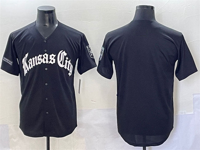 Kansas City Royals Blank Black 'Gothic Crown Edition' Vapor Premier Limited Stitched Baseball Jersey - Main View