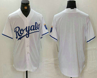 Kansas City Royals Blank White Cool Base Stitched Baseball Jersey - Main View
