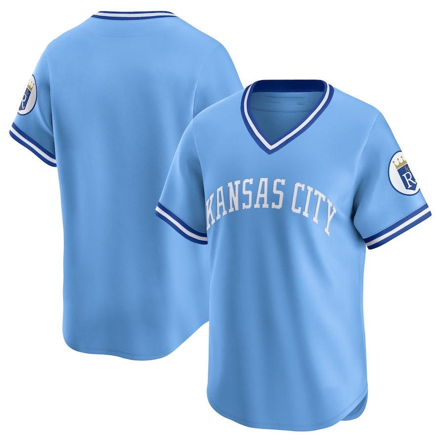 Kansas City Royals Cooperstown Collection Limited Jersey - Light Blue Stitched Baseball Jersey - Main View