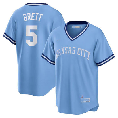 Kansas City Royals #5 George Brett Light Blue Road Cooperstown Collection Player Jersey Baseball Jerseys - Main View