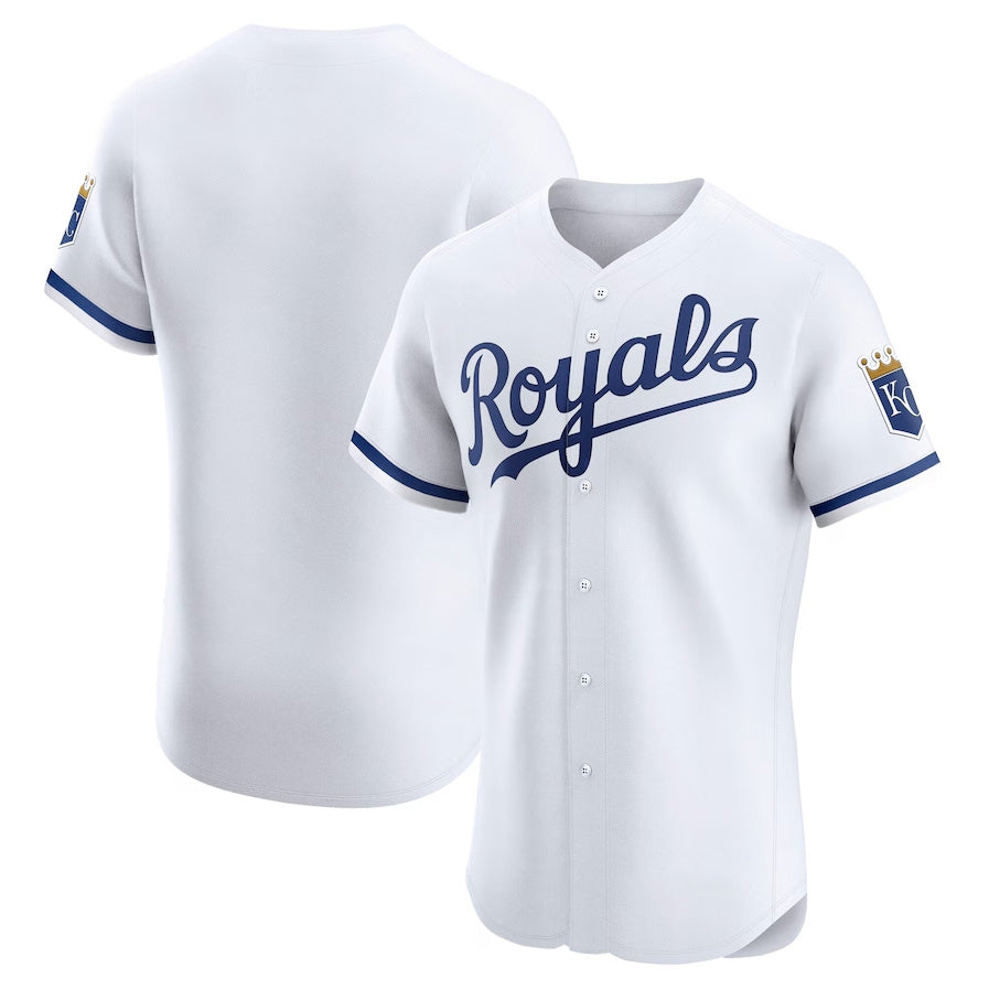 Kansas City Royals Home Elite Jersey - White Stitched Baseball Jersey - Main View