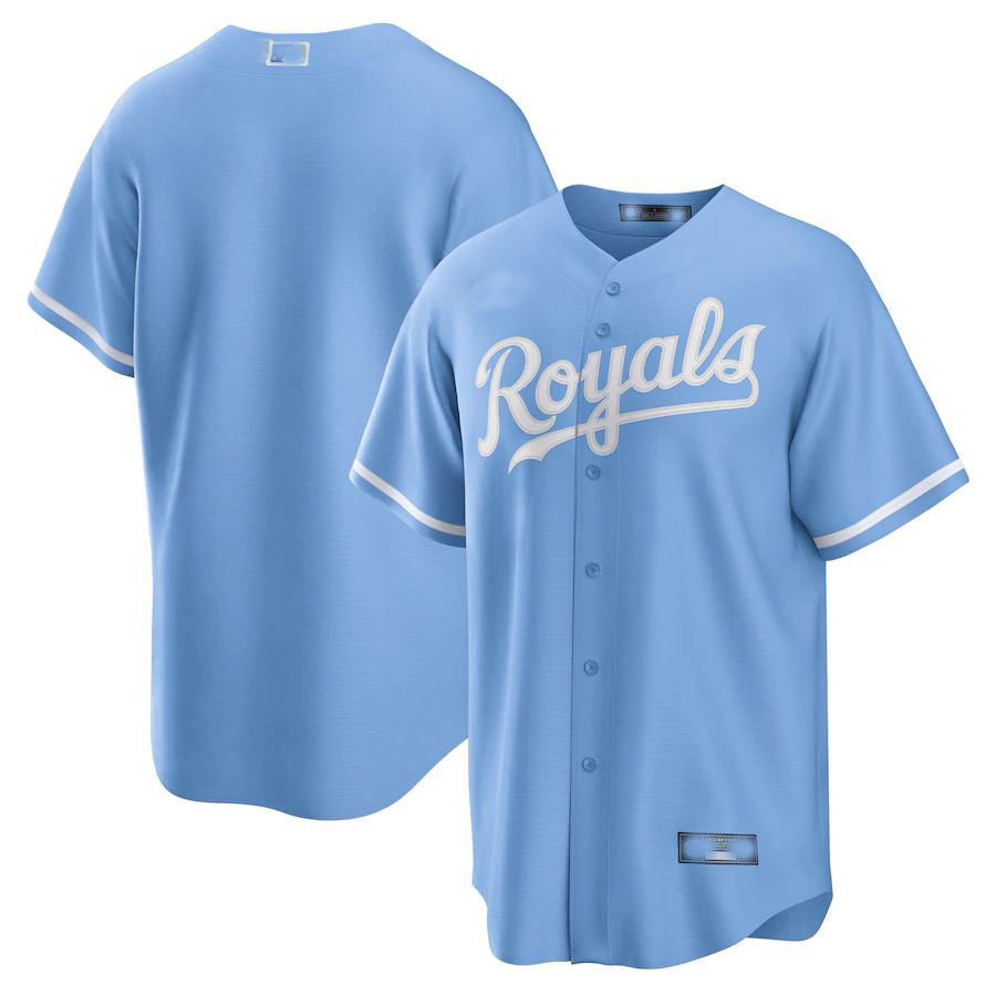 Kansas City Royals Light Blue Alternate Replica Team Logo Jersey Baseball Jerseys - Main View