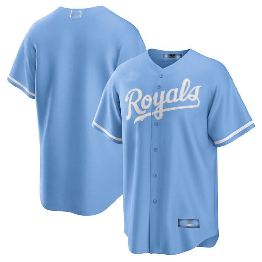 Kansas City Royals Light Blue Alternate Replica Team Logo Jersey Baseball Jerseys - Main View