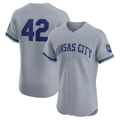 Kansas City Royals Road 2024 Jackie Robinson Day Elite Jersey - Gray Stitched Baseball Jersey - Main View