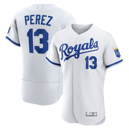 Kansas City Royals #13 Salvador Pérez White 2022 Home Authentic Player Jersey Baseball Jerseys - Main View