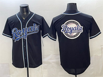 Kansas City Royals Team Big Logo 2026 Fashion Replica Black Out Stitched Jersey - Main View